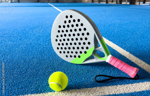 paddle tennis objects on artificial turf ready for tournament