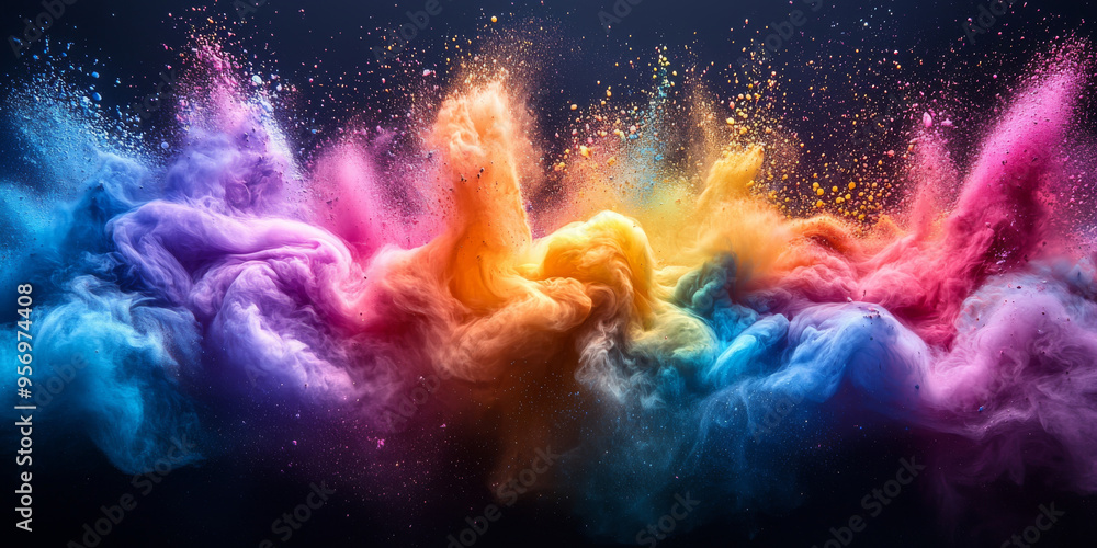 Abstract swirls of vibrant color in a cloud of colorful smoke. Abstract swirls of vibrant color in a cloud of colorful smoke.