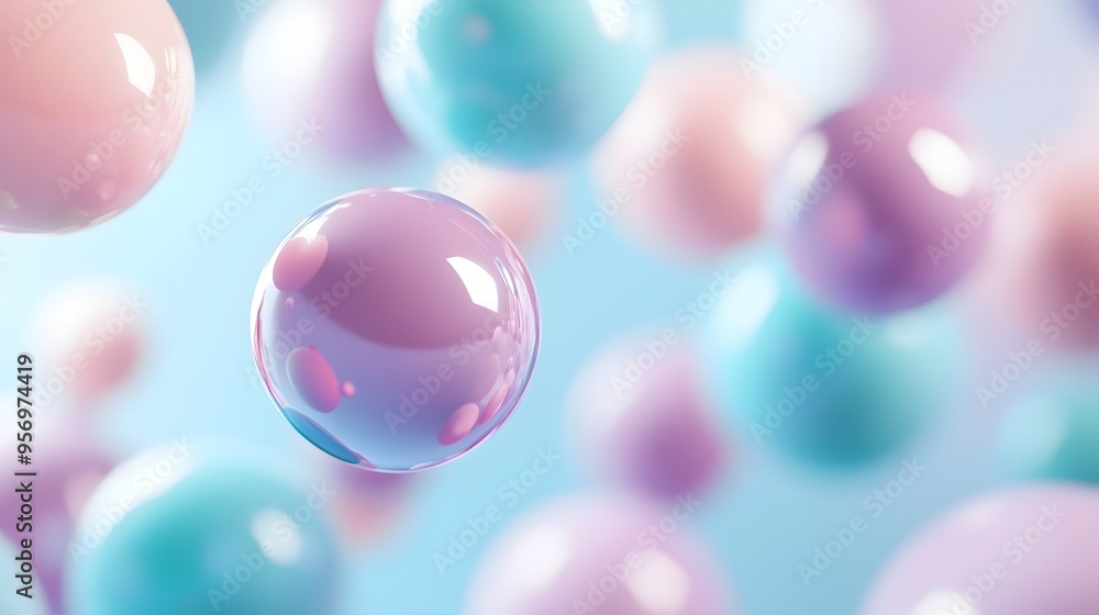 Pastel Colored Floating 3D Spheres with Soft Modern Abstract Lighting Pastel Colored Floating 3D Spheres with Soft Modern Abstract Lighting