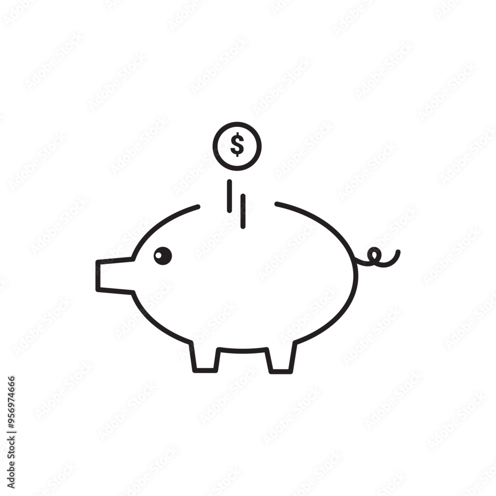 Piggy bank icon vector. piggy money icon. Silhouette icons of piggy banks with a dollar coin, symbolizing savings and financial security. Vector illustration. Piggy bank icon vector. piggy money icon. Silhouette icons of piggy banks with a dollar coin, symbolizing savings and financial security. Vector illustration.