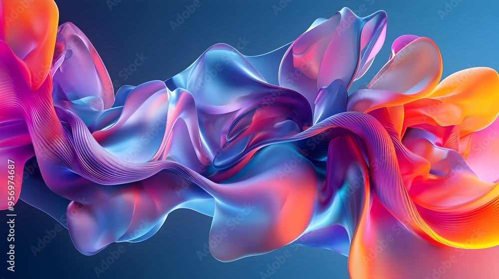 Obraz premium Vibrant 3D Fluid Shapes in Abstract Digital Art Composition