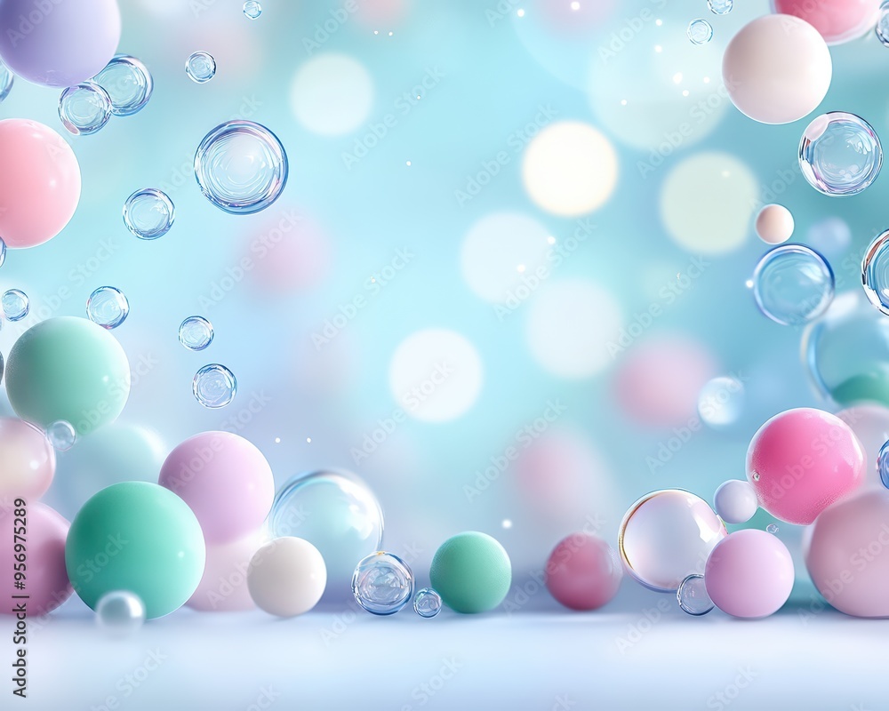 Colorful bubbles and spheres float gracefully in a dreamy, soft-focus background, creating a whimsical and serene atmosphere. Colorful bubbles and spheres float gracefully in a dreamy, soft-focus background, creating a whimsical and serene atmosphere.