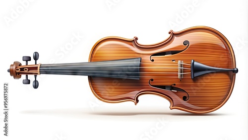 Sleek, modern illustration of a violin icon, with elegant curves and strings, set against a clean white background, perfect for music-related designs. photo