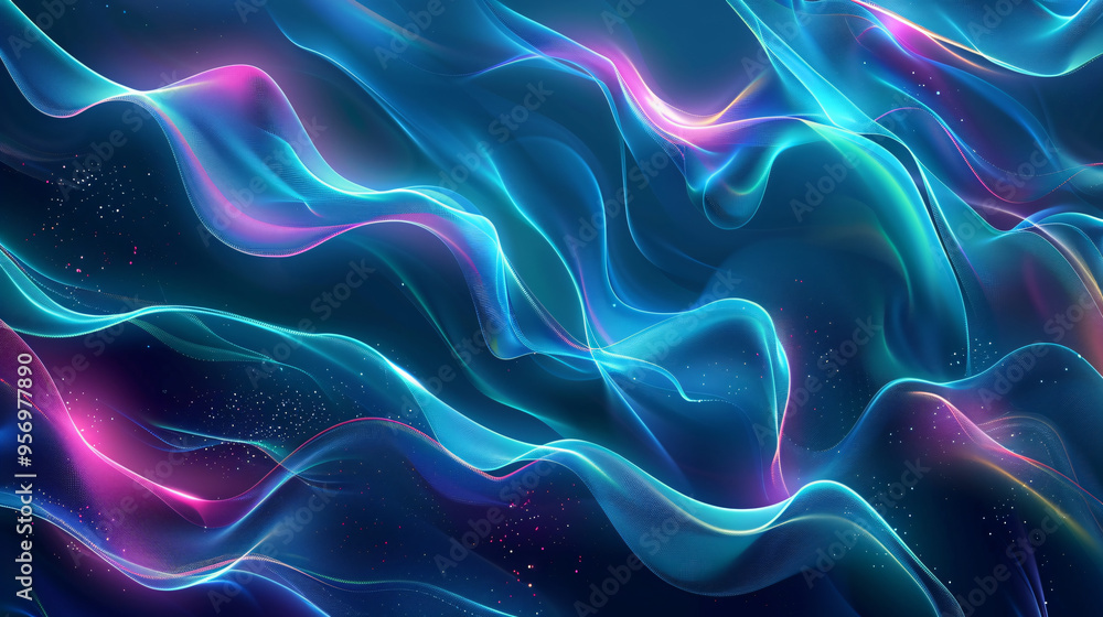 Abstract Blue and Pink Neon Waves Abstract Blue and Pink Neon Waves