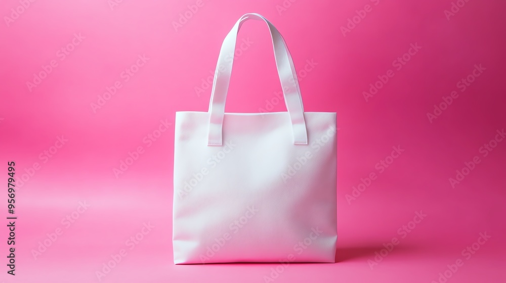 White Tote Bag on a Pink Background White Tote Bag on a Pink Background