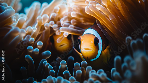 Clownfish Hiding in Anemone - Underwater Wildlife Photography