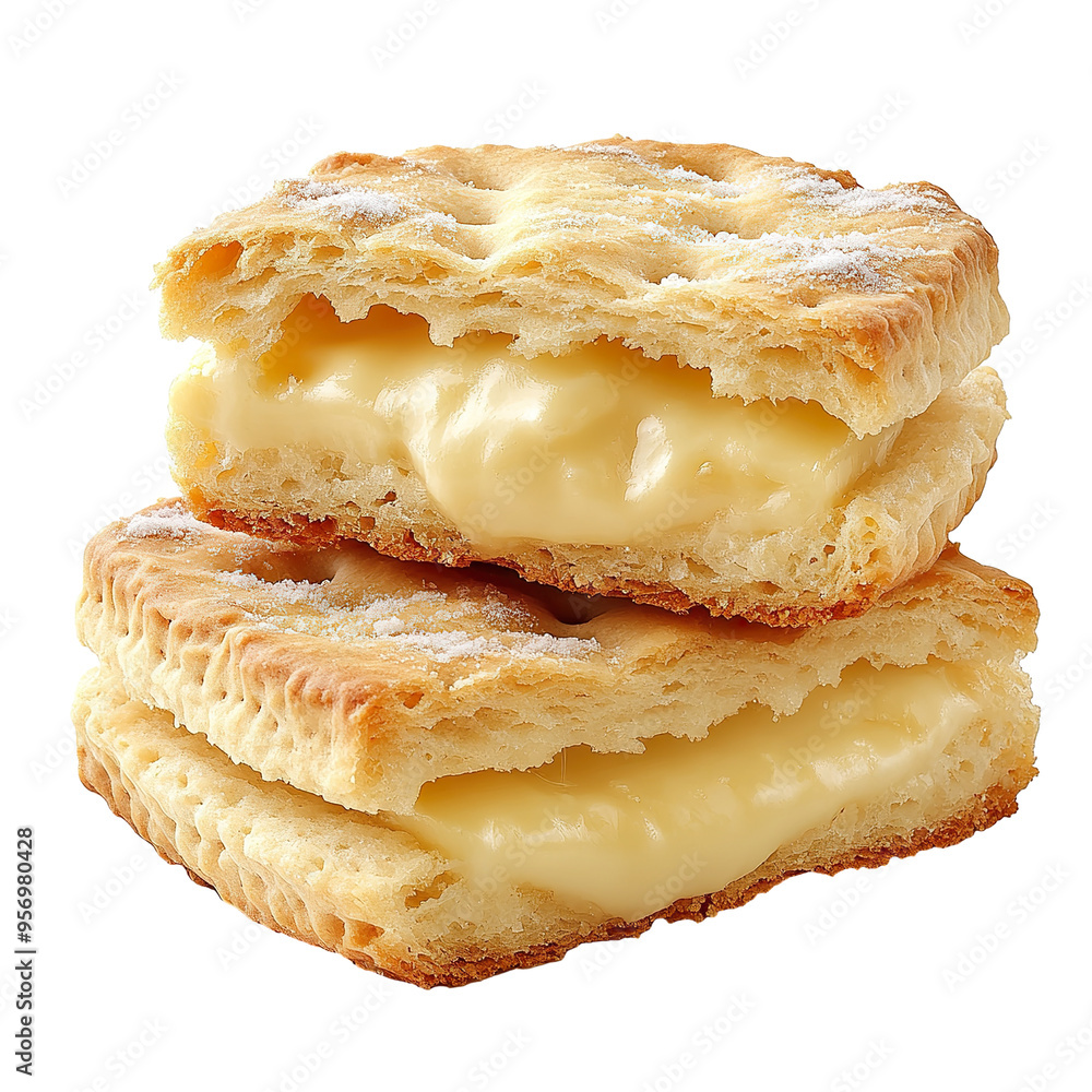Biscuits, cut in half and stacked on top of each other against a white background isolated PNG Biscuits, cut in half and stacked on top of each other against a white background isolated PNG