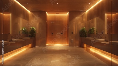 Automated Lighting System in Bathroom Adjusts to Time of Day Providing Bright Energizing Light in the Morning and Soft