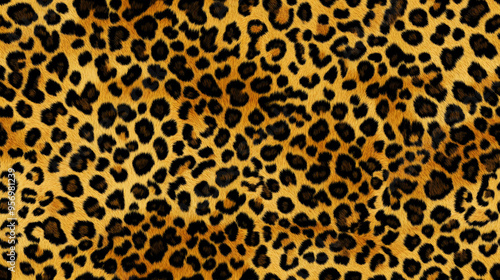 Realistic fur leopard seamless pattern