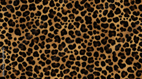 Realistic fur leopard seamless pattern