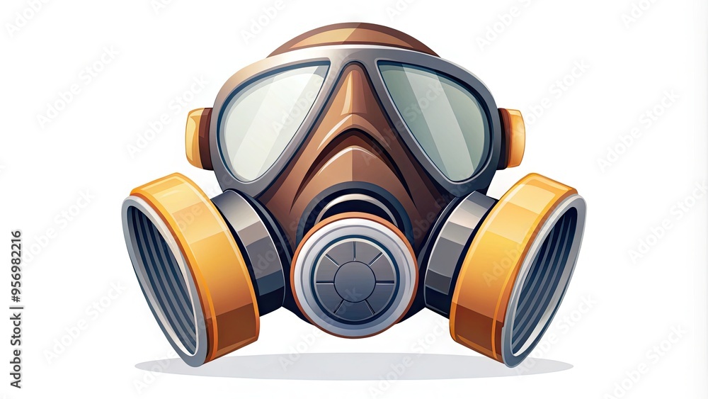 A stylized, isolated icon of a respirator mask with a bold, rounded design and multiple straps, conveying protection and safety in a modern, minimalist aesthetic. A stylized, isolated icon of a respirator mask with a bold, rounded design and multiple straps, conveying protection and safety in a modern, minimalist aesthetic.