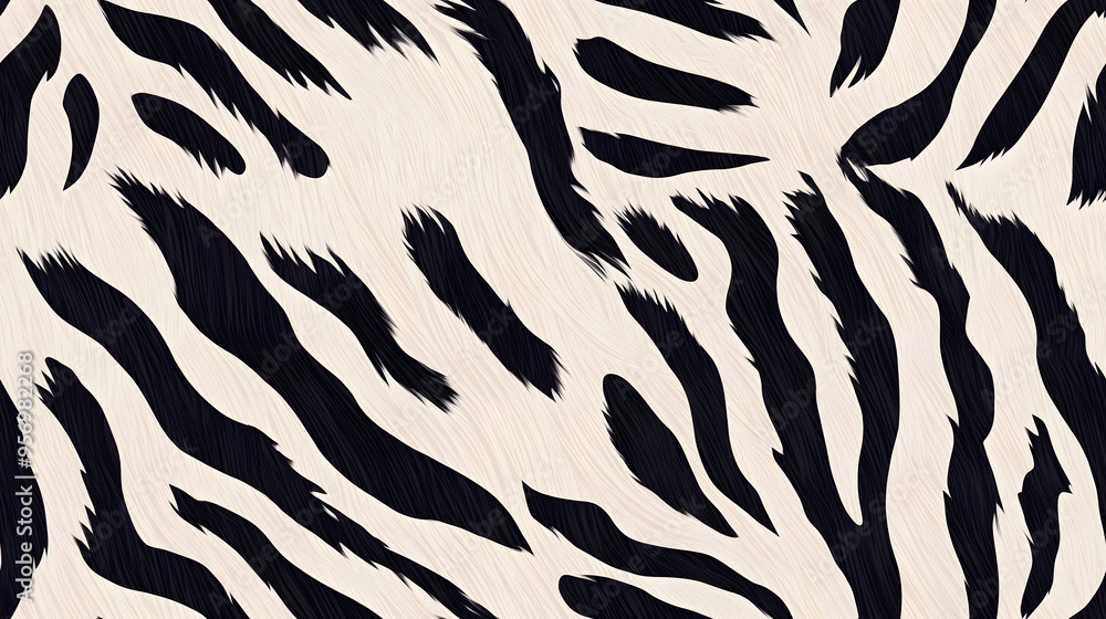 Fototapeta premium Realistic fur zebra seamless pattern