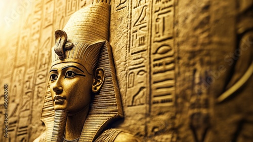 Wallpaper Mural A statue of a pharaoh with a golden headdress Torontodigital.ca