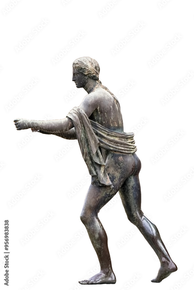 Isolated bronze statue of the God Apollo of Pompeii 79 AD, outlined on transparent background Isolated bronze statue of the God Apollo of Pompeii 79 AD, outlined on transparent background