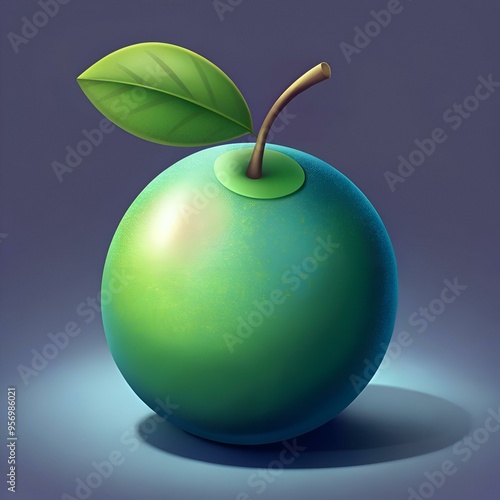 A vibrant 3D illustration of a green hued greengage. perfect for adding a touch of freshness to your designs. photo