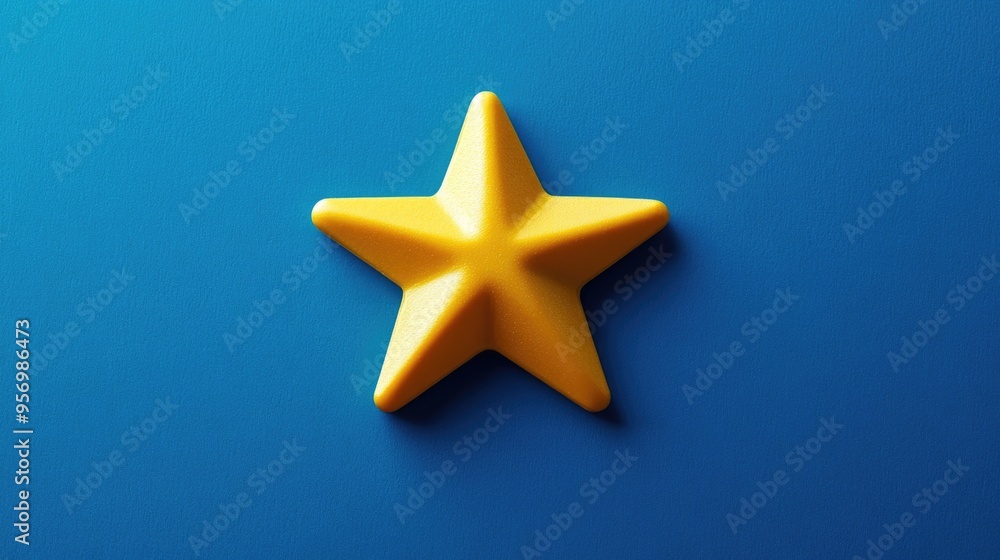 Fototapeta premium Yellow star on blue background