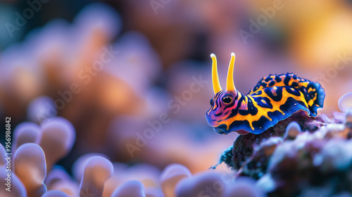 Vibrant Sea Slug on Coral Reef - Underwater Macro Photography