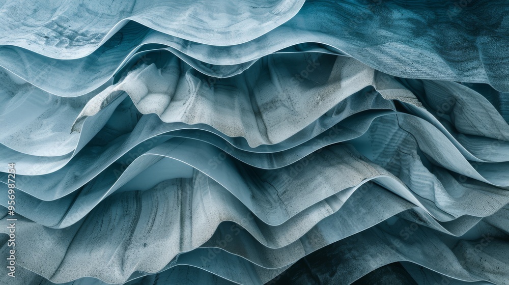 Layers of blue-hued fabric create a mesmerizing scene of natural elegance and movement, resembling the ocean's deep currents. Layers of blue-hued fabric create a mesmerizing scene of natural elegance and movement, resembling the ocean's deep currents.