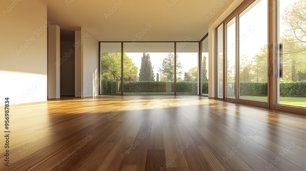 Obraz premium Modern empty room with parquet floor