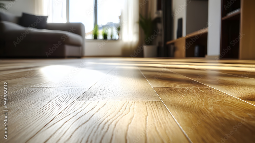 Fototapeta premium Modern empty room with parquet floor