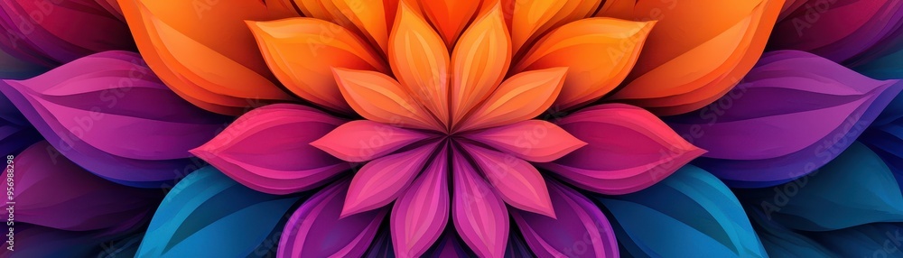 Obraz premium Vibrant floral pattern featuring bold colors and intricate designs, perfect for backgrounds and artistic projects.