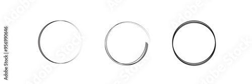 Circle line sketch icon in hand drawn style. Circular scribble doodle vector illustration on isolated background. Pencil or pen bubble sign business concept.