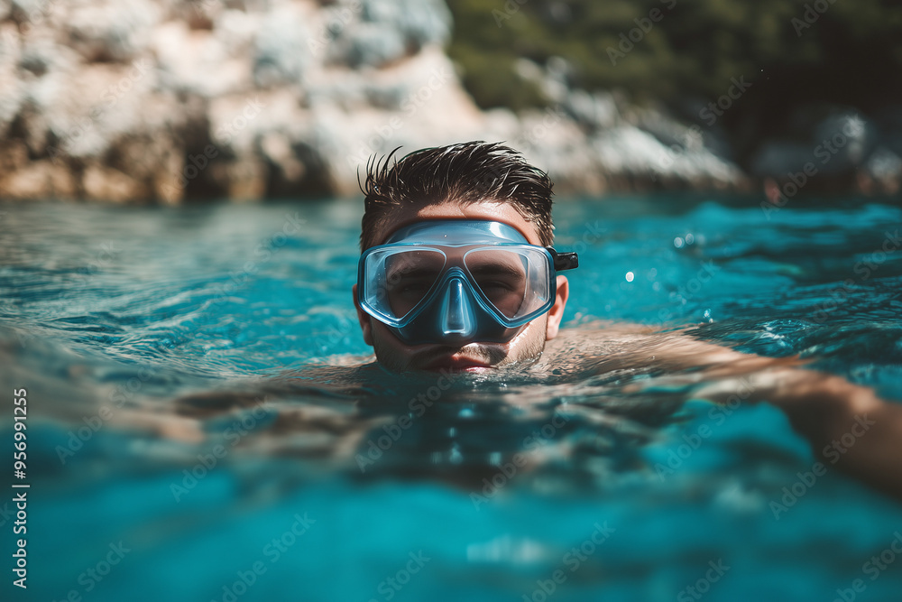 Naklejka premium person in a swimming pool