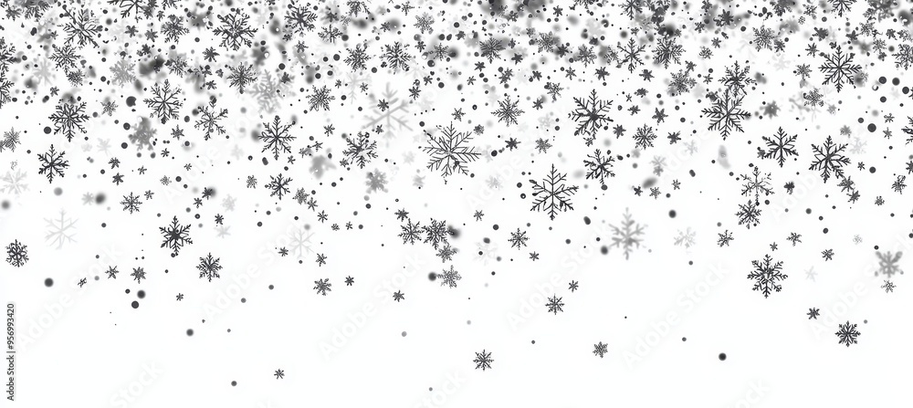 Fototapeta premium This striking 3D illustration displays falling holiday snowflakes