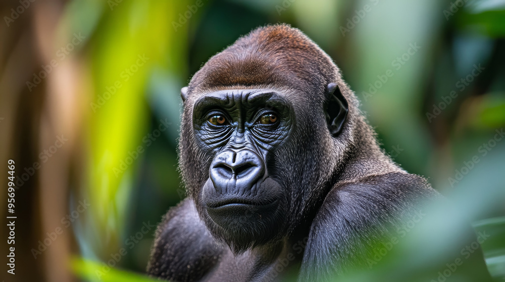 Close-up Portrait of a Gorilla in the Jungle Close-up Portrait of a Gorilla in the Jungle