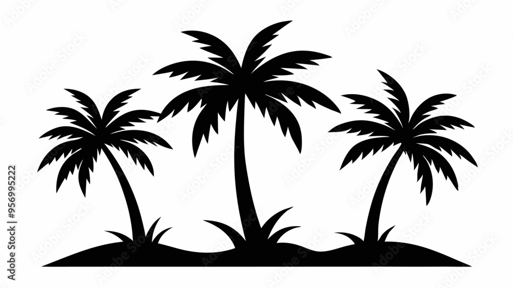 Fototapeta premium Minimalist Tropical Palm Tree Silhouette Design for Vector Art and Logo