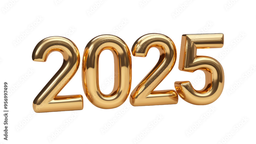 Happy New Year 2025 Number Isolated on White Background Happy New Year 2025 Number Isolated on White Background