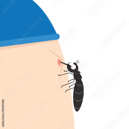 Mosquito bites. mosquito cartoon. wallpaper. free space for text. copy space.