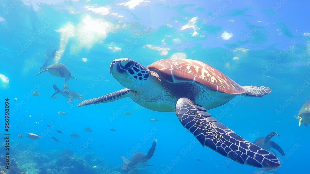 Fototapeta premium うみが海で泳ぐ様子