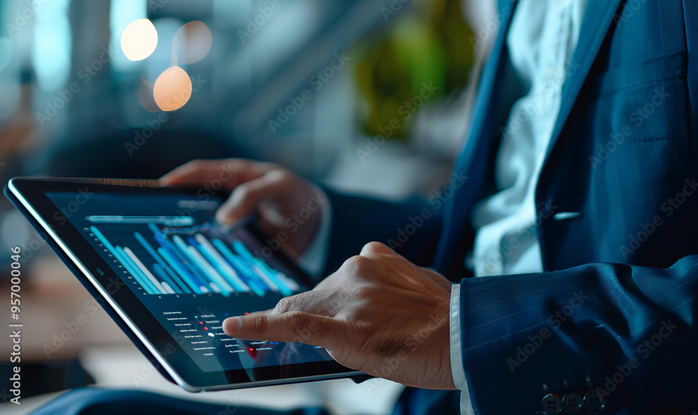 Business consultant advising on technology, sharing data and information for the success of the business Business consultant advising on technology, sharing data and information for the success of the business