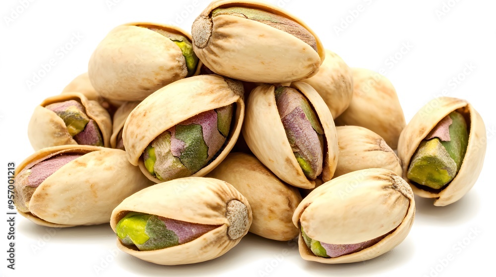 A handful of shelled pistachios, with the nuts arranged in a pyramid or pile. Copy space. A handful of shelled pistachios, with the nuts arranged in a pyramid or pile. Copy space.