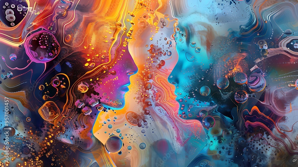 A stunning piece of digital art highlighting teamwork and collaboration, with abstract figures working together in a harmonious and vibrant environment A stunning piece of digital art highlighting teamwork and collaboration, with abstract figures working together in a harmonious and vibrant environment