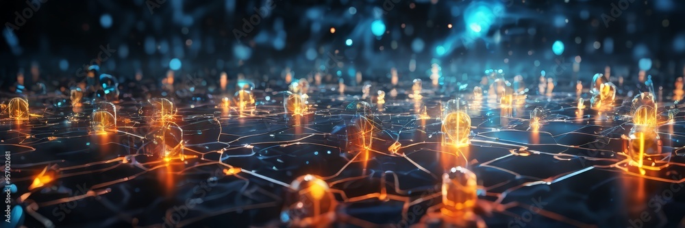 Fototapeta premium abstract technology background with glowing lines and lights