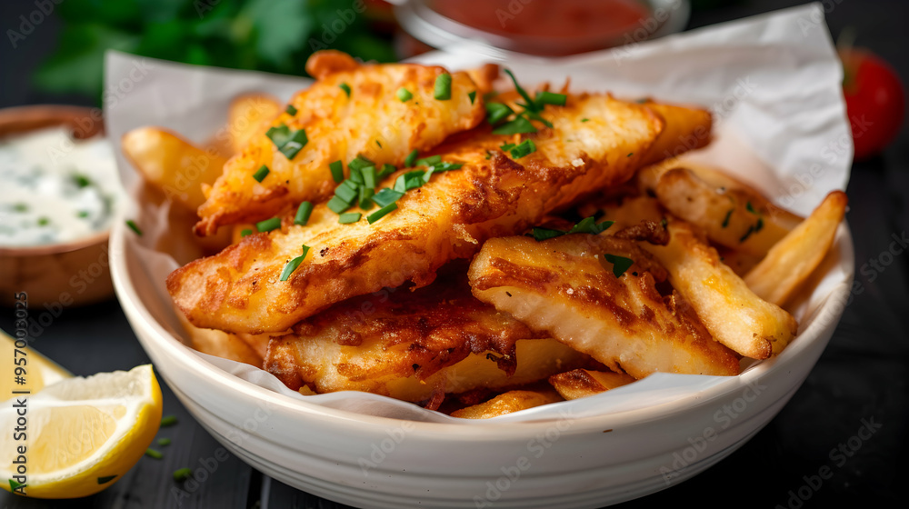 Classic Fish And Chips Luxury Yacht Deck Underg Classic Fish And Chips Luxury Yacht Deck Underg