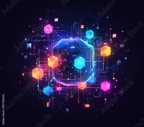 Wallpaper Mural abstract technology background with colorful shapes Torontodigital.ca