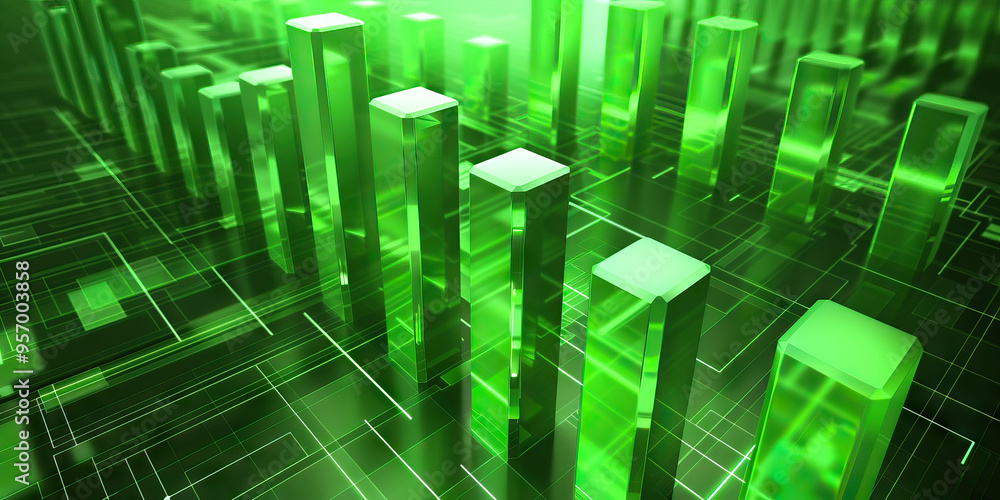 Green Bar Graphs on Abstract Backgrounds for Financial Markets Green Bar Graphs on Abstract Backgrounds for Financial Markets