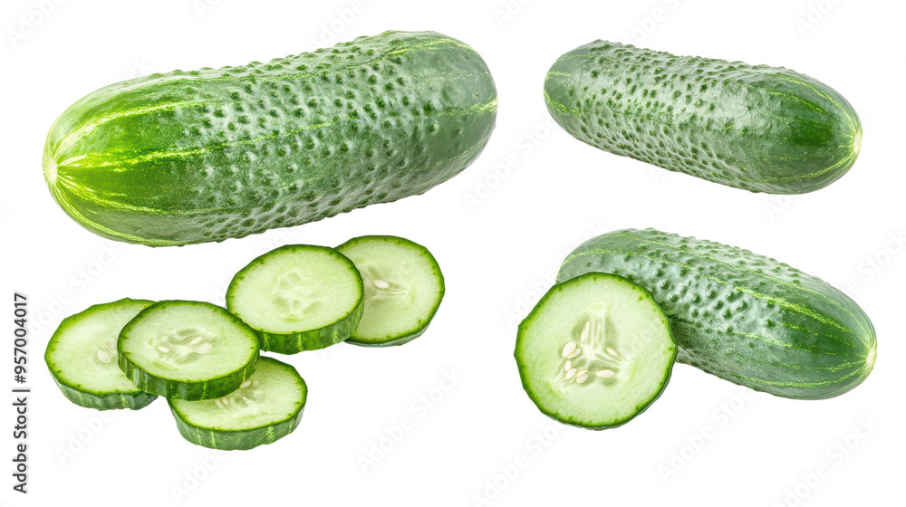 These cucumbers are fresh and crisp, ready to be eaten. These cucumbers are fresh and crisp, ready to be eaten.