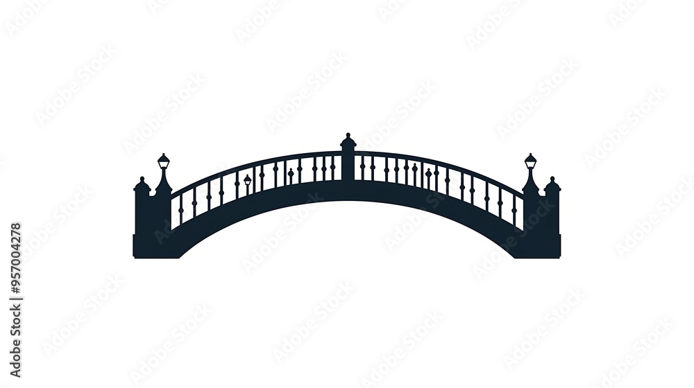 Obraz premium Minimalist Flat Vector Logo of Historic Bridge on White Background