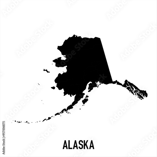 Alaska Map - black World Map International vector template with High detailed isolated on white background - Vector