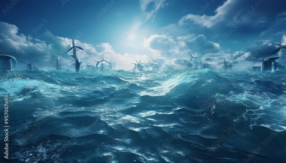 Obraz premium wind turbines in the ocean