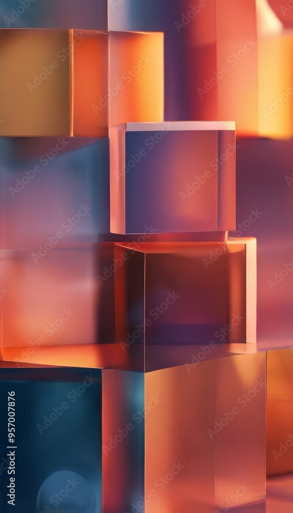 bunch cubes with blur effect bunch cubes with blur effect