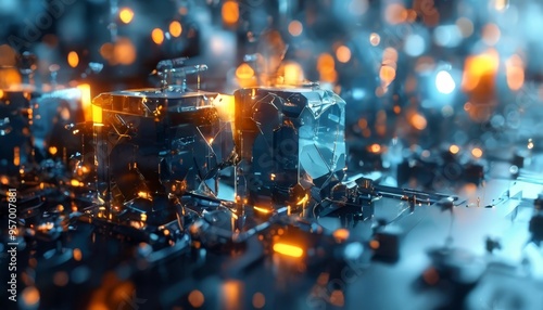 Wallpaper Mural 3d cube with glowing effect Torontodigital.ca