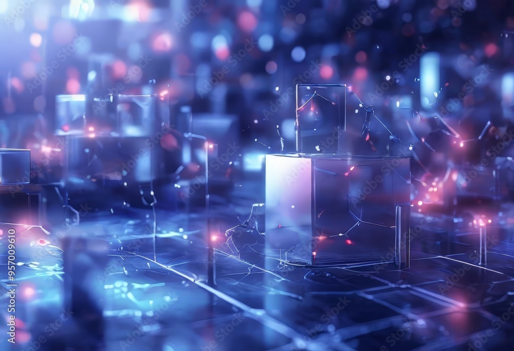Obraz premium futuristic city with many cubes and lights