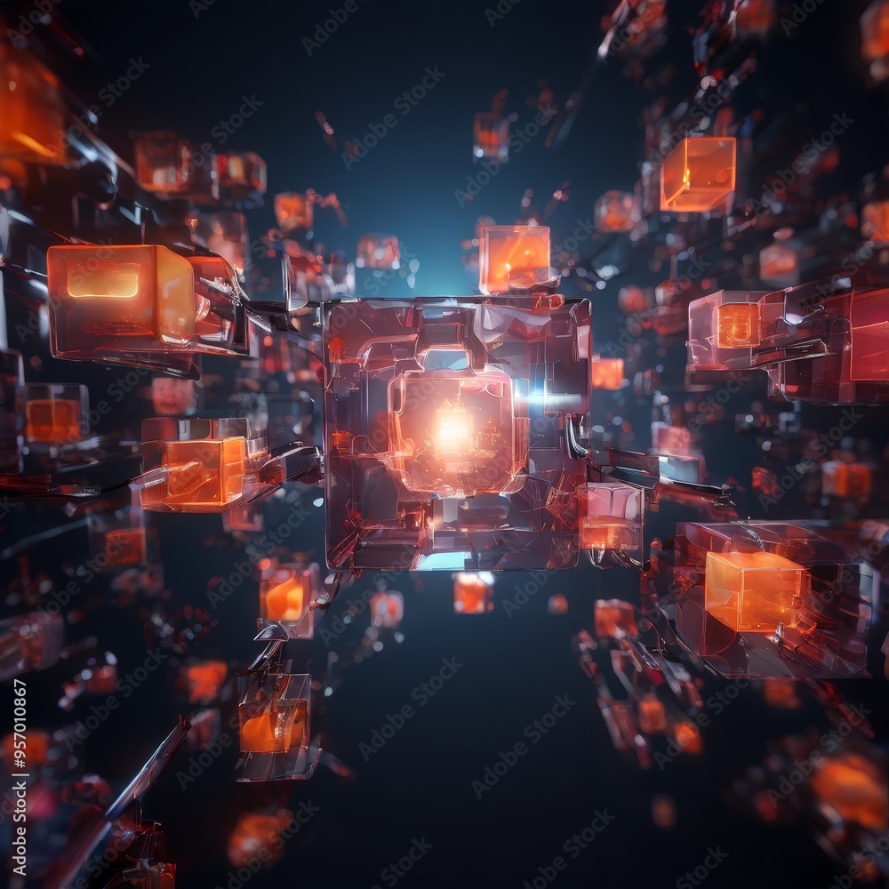 Fototapeta premium 3d cube with bright light coming from it