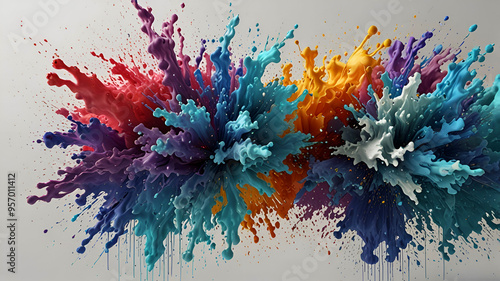 3D render of a digital background visualization of wave particle. Ai generative