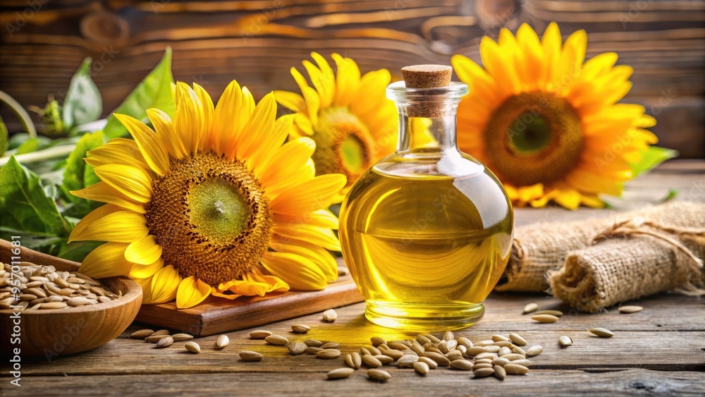 Sunny disposition with sunflower seed oil packaging Sunny disposition with sunflower seed oil packaging